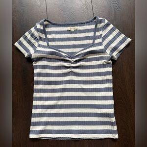 Madewell striped sweetheart neckline ribbed tee